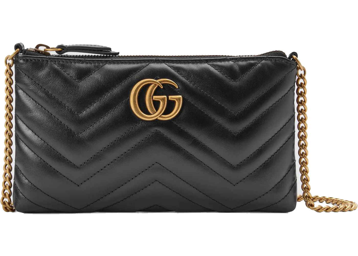 Gucci GG Marmont Matelasse Mini Chain Bag Black in Calfskin Leather with  Antique Gold-tone - US
