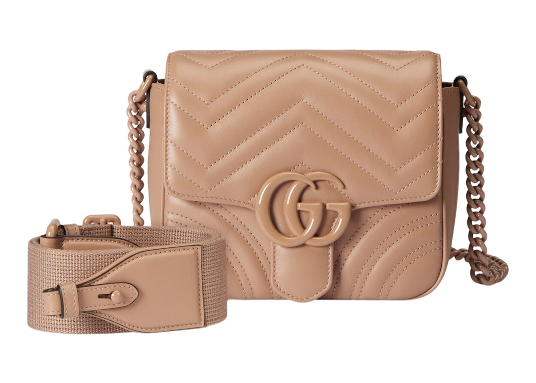 Pre-owned Gucci Gg Marmont Matelasse Mini Shoulder Bag Rose Pink