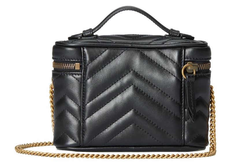 Gucci GG Marmont Matelasse Mini Top Handle Bag Black in Chevron