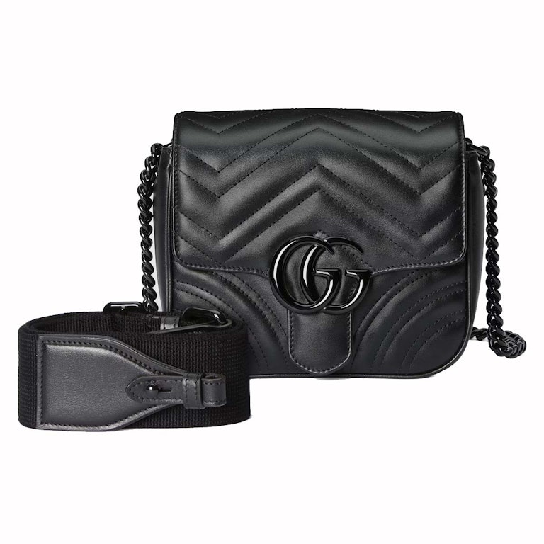 Pre-owned Gucci Gg Marmont Matelasse Shoulder Bag Black