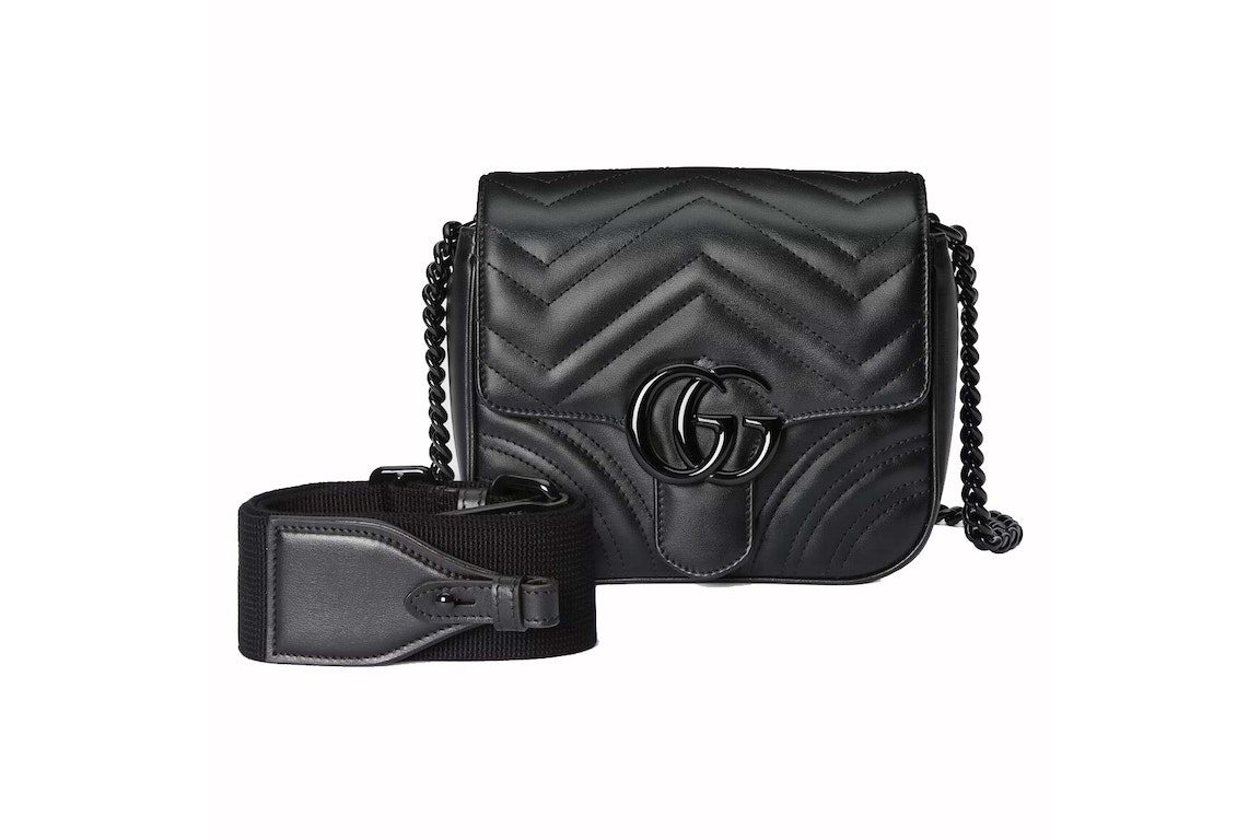 Pre-owned Gucci Gg Marmont Matelasse Shoulder Bag Black