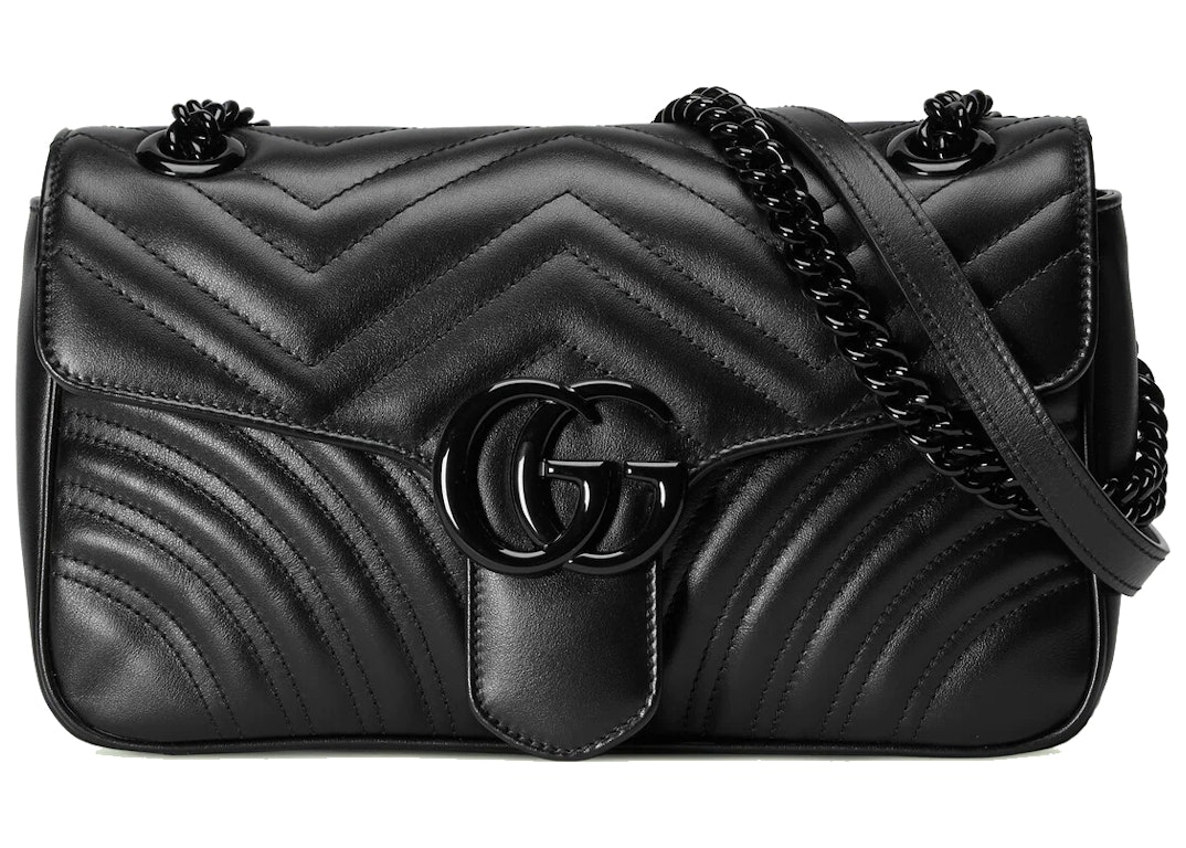 Pre-owned Gucci Gg Marmont Matelasse Shoulder Bag Small Black/black