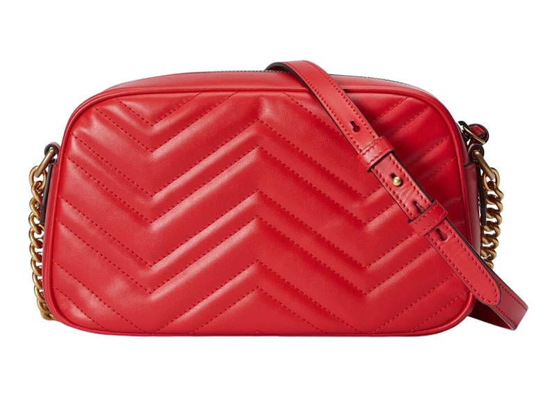 Gucci GG Marmont Matelasse Small Shoulder Bag Red in Leather with