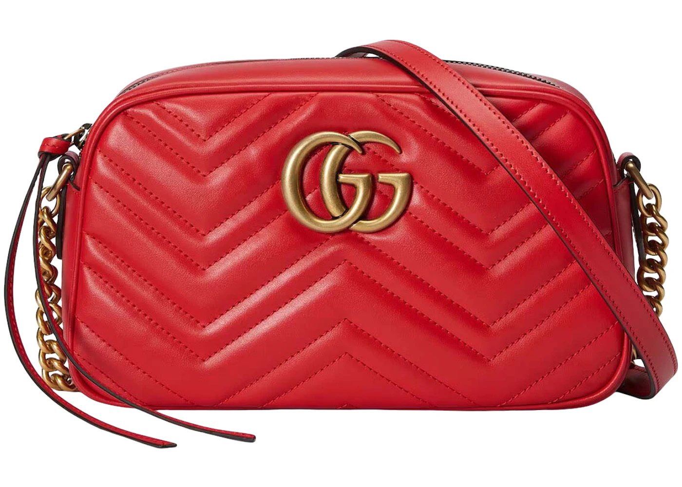 Gucci GG Marmont Matelasse Small Shoulder Bag Red in Leather with