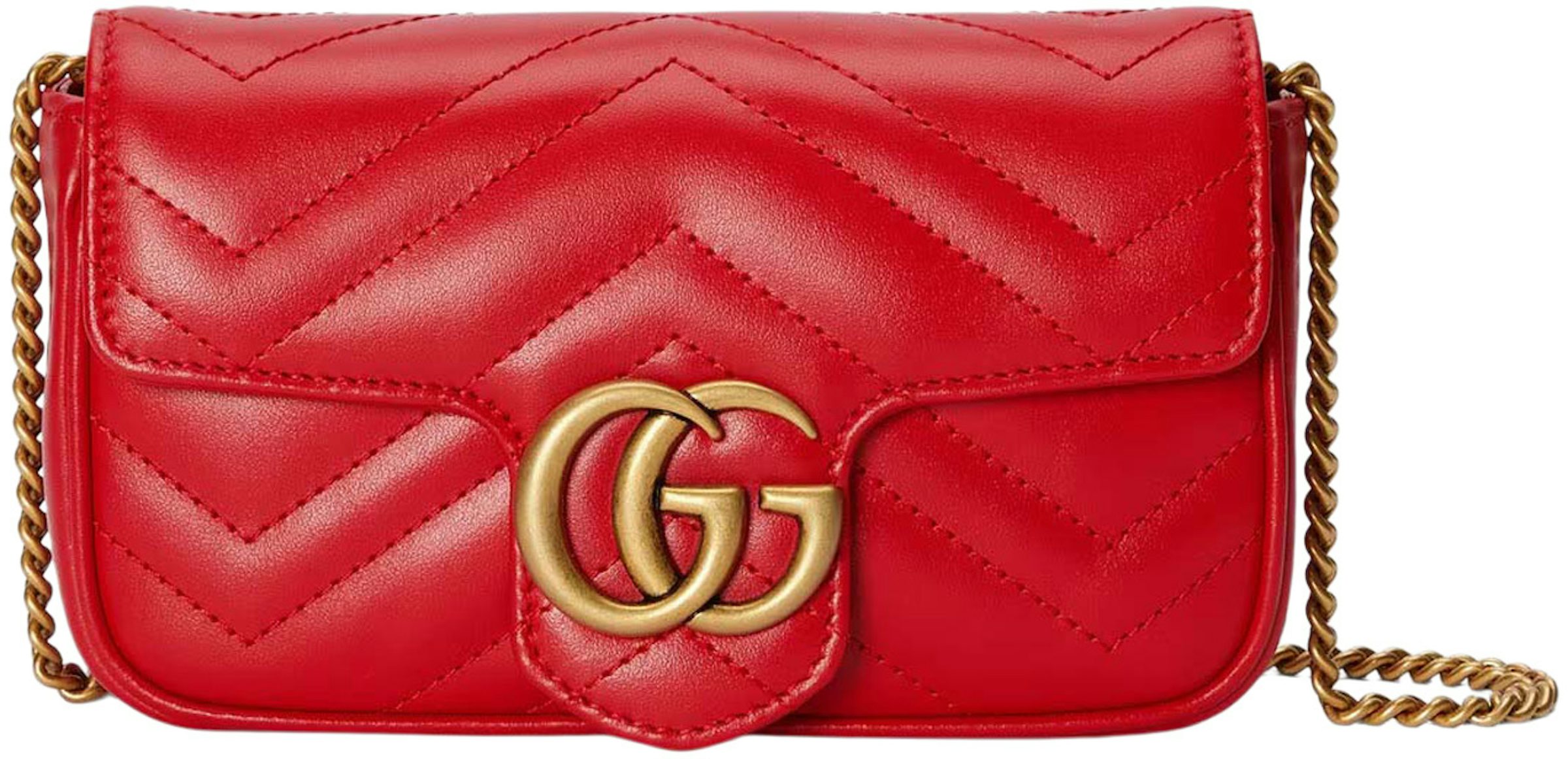 Gucci GG Marmont Matelasse Super Mini Bag Red in Leather with Antique  Gold-tone - US