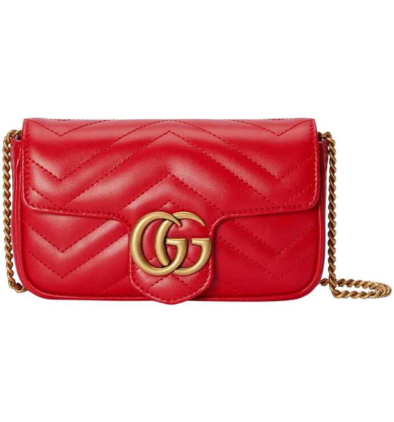Red Leather Gucci Metallic Marmont Bag Gucci Red Leather Marmont