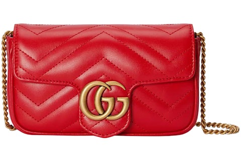 Gucci GG Marmont Matelasse Super Mini Bag Red in Leather with