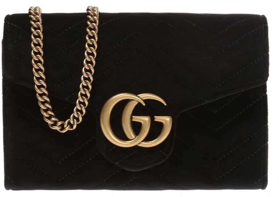 Gucci Red Velvet GG Marmont Mini Chain Crossbody Bag