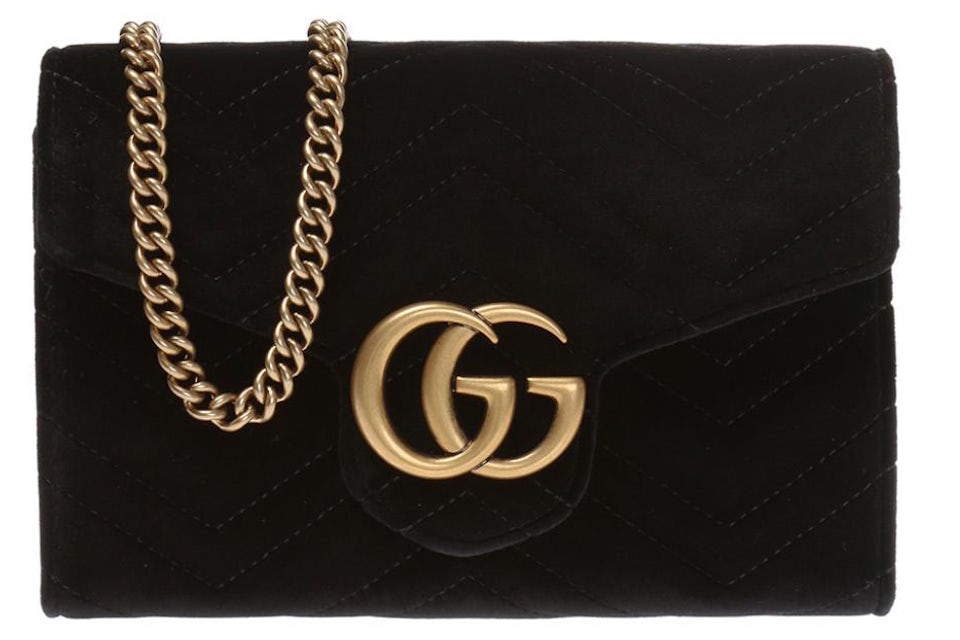 Gucci velvet matelasse mini gg marmont black Clearance