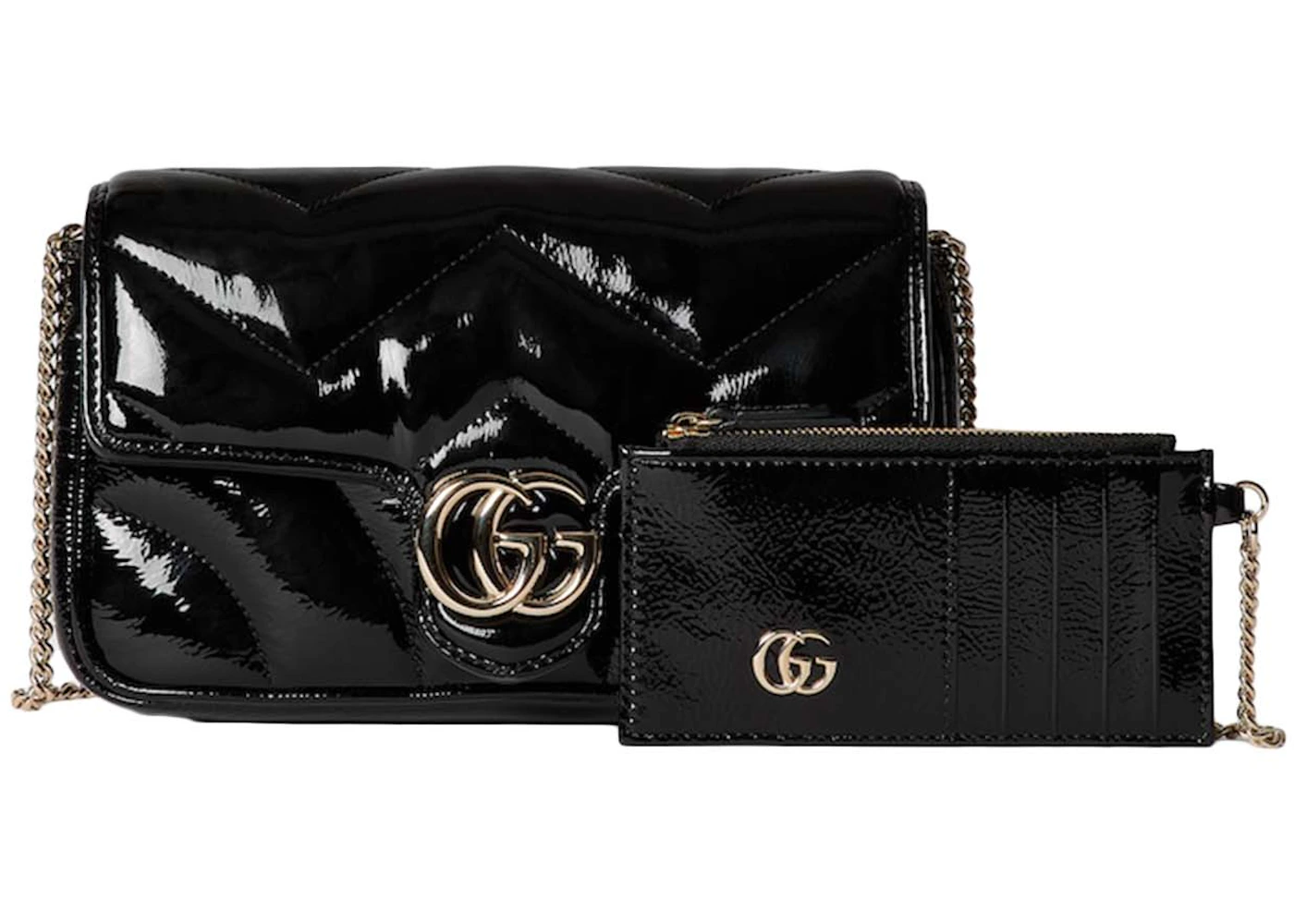 Gucci GG Marmont Mini Bag with Card Case Black in Calfskin