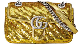 Gucci GG Marmont Mini Sequin Shoulder Bag Gold