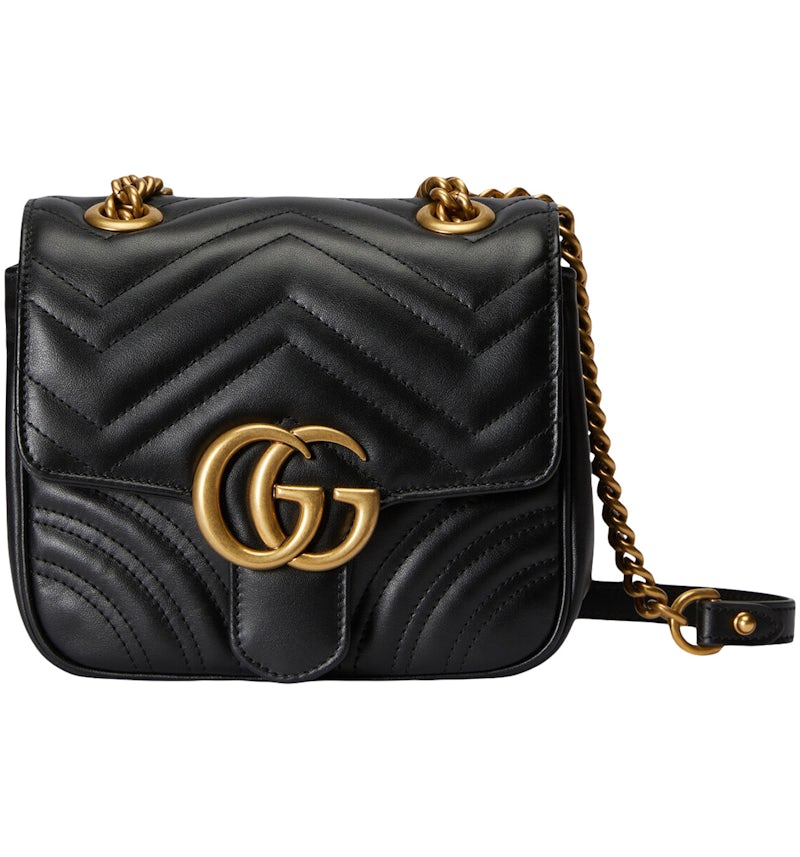 Gucci GG Marmont Mini Shoulder Bag Matelasse Chevron Black in