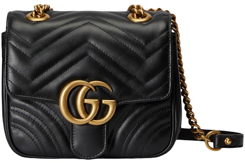 Gucci GG Marmont Mini Shoulder Bag Matelasse Chevron Black in