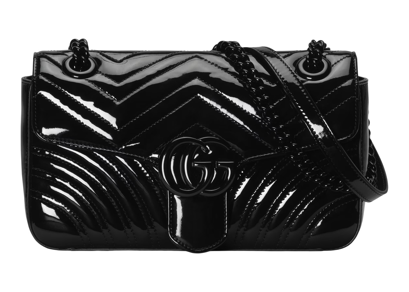 Black patent shop leather shoulder bag