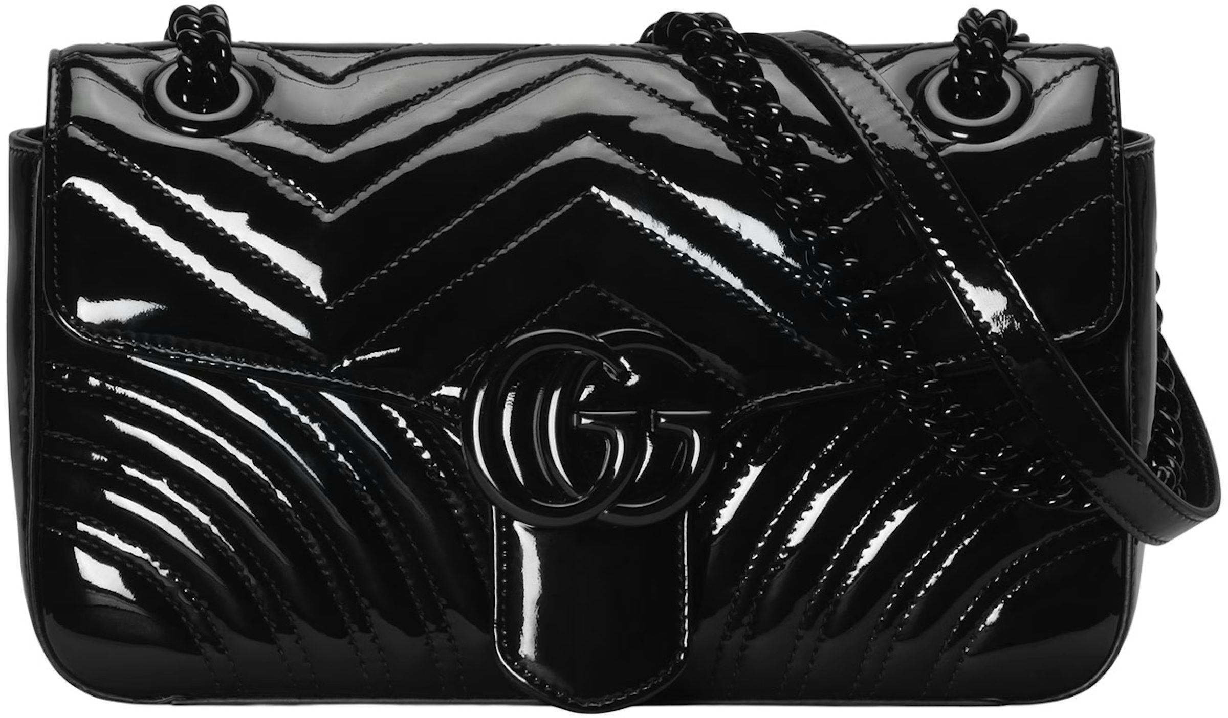 GG Marmont patent mini shoulder bag in black patent leather