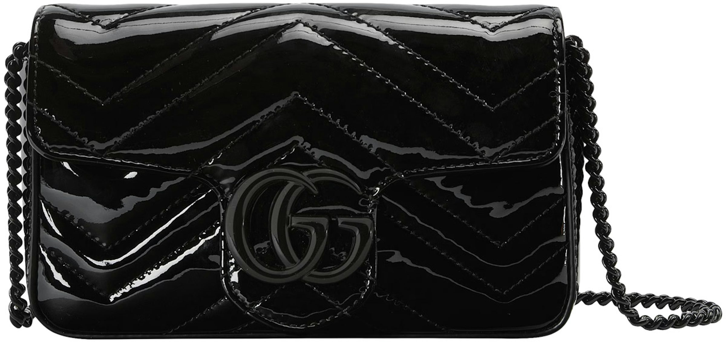GG Marmont matelassé leather super mini bag in white chevron leather