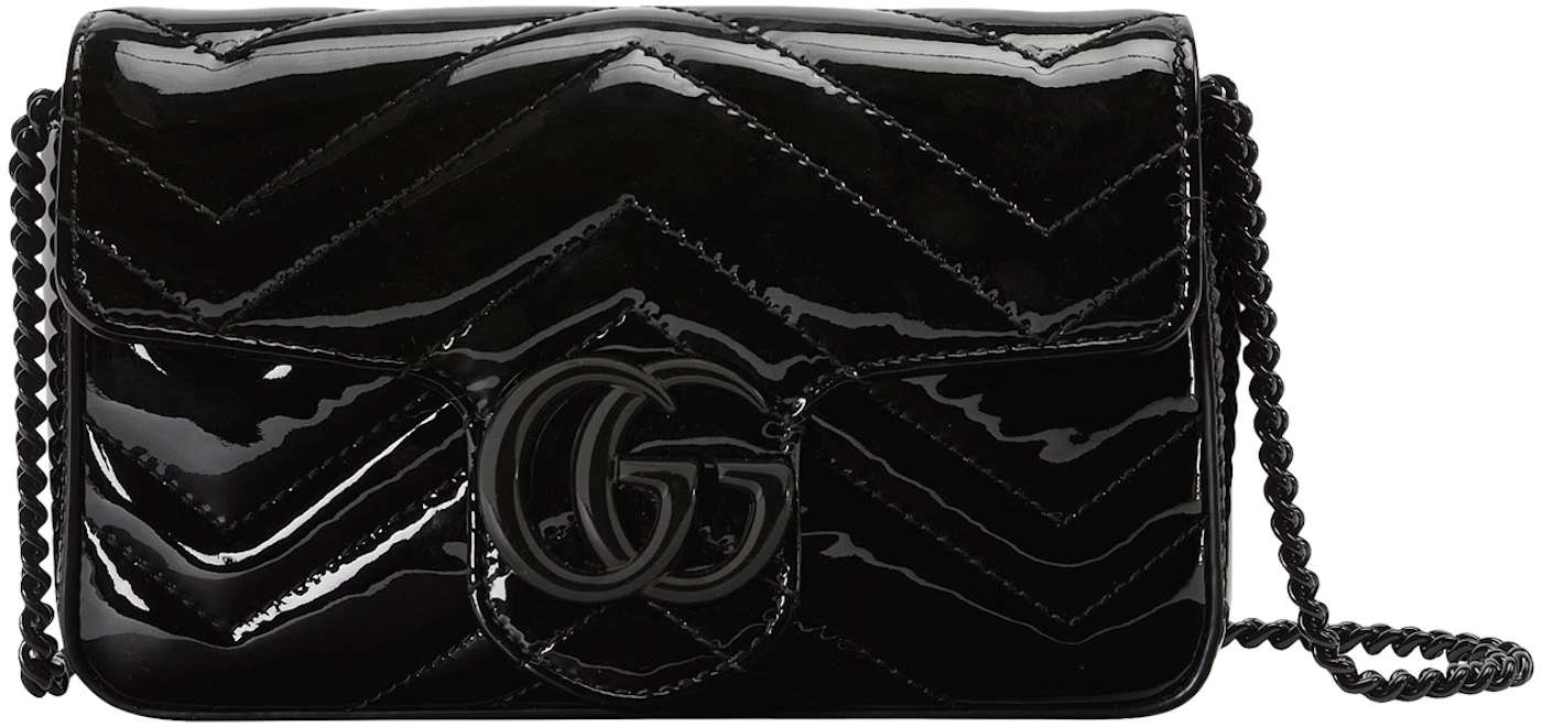 GG Marmont patent super mini bag in black patent leather