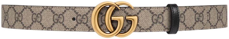 Gucci Belt GG Supreme Leather 1.5 Width Beige/Ebony