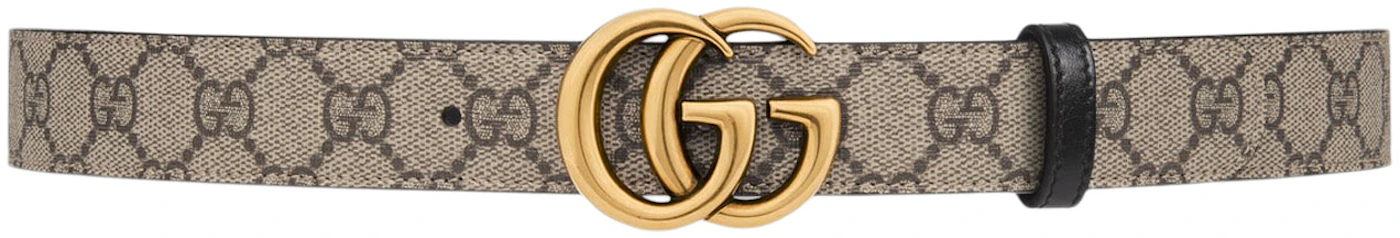 Gucci GG Marmont Reversible Belt GG Supreme Beige/Ebony/Black in Canvas ...