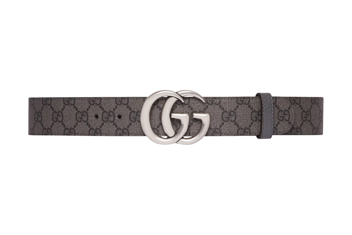 Pre-owned Gucci Gg Marmont Reversible Belt Grey/black