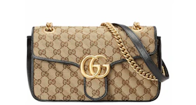 Gucci GG Marmont Small Diagonal Matelasse Bag Original GG Canvas Beige/Ebony