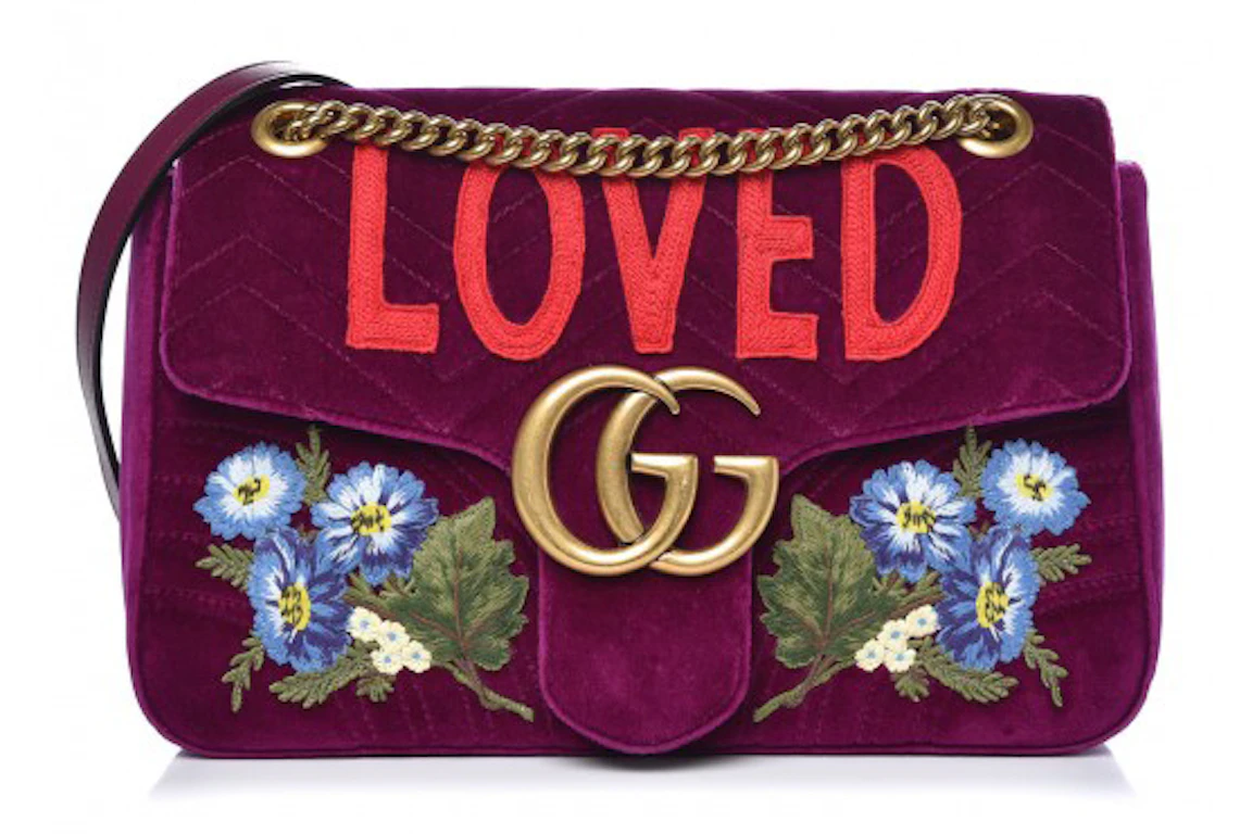Gucci GG Marmont Shoulder Bag Embroidered Medium Bordeaux