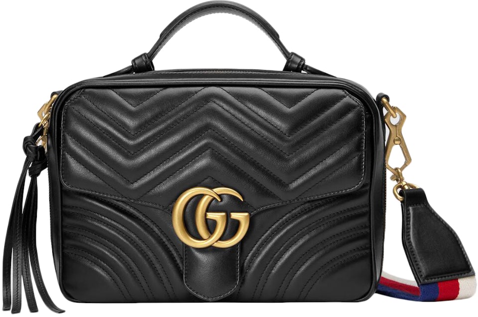 Gucci GG Marmont Shoulder Bag Matelasse (Sylvie Web) Small Black in  Calfskin with Aged Gold-tone - US