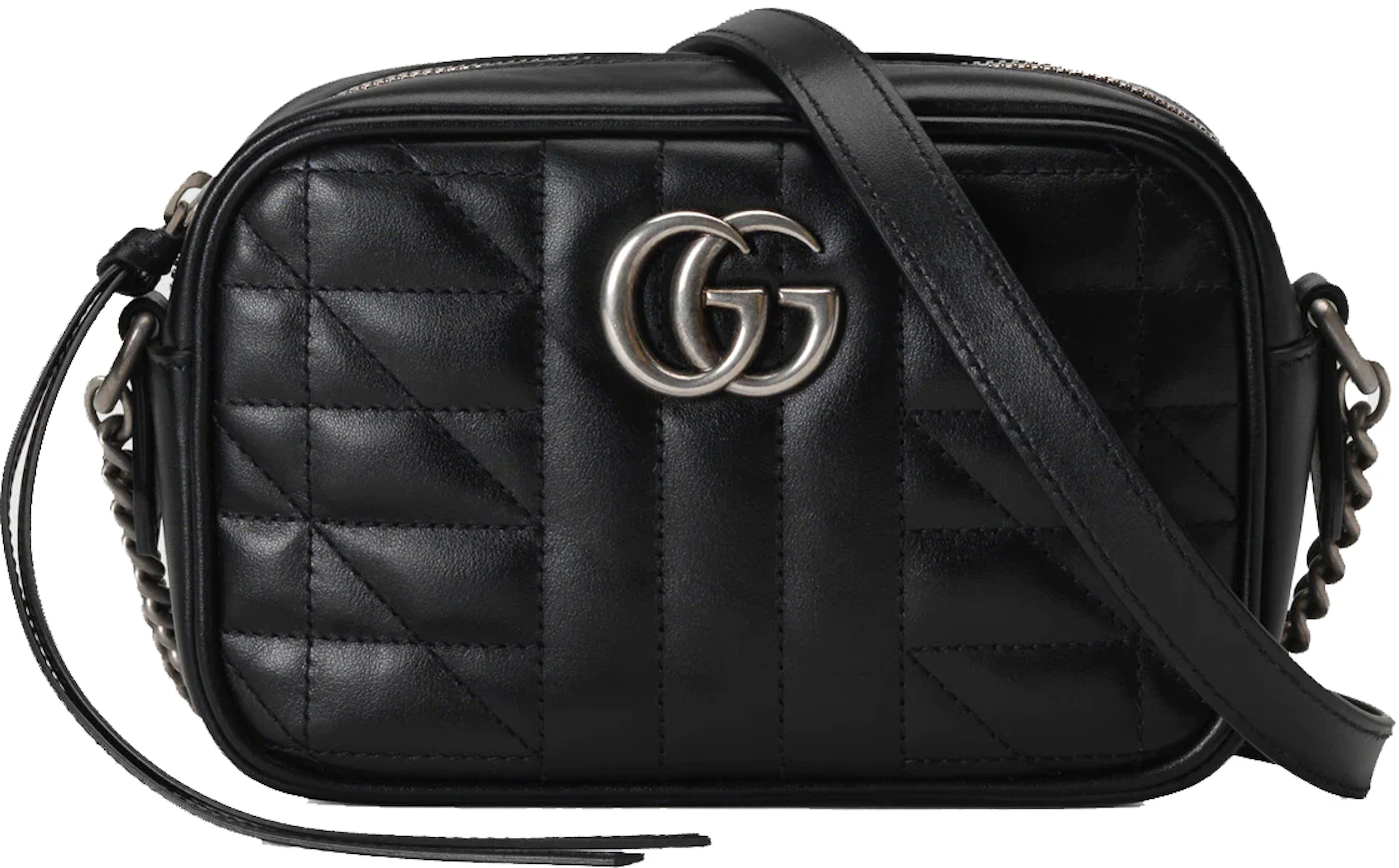 Gucci GG Marmont Shoulder Bag Mini Black in Leather with Antique Gold ...