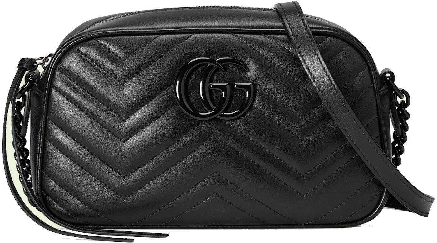 Gucci GG Marmont Shoulder Bag Small Black/Black in Leather with Black ...