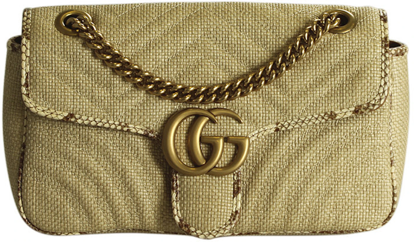 Gucci GG Marmont Shoulder Bag Peach in Leather with Antique Gold