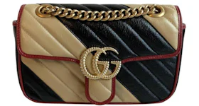 Gucci GG Marmont Shoulder Bag Mini Striped Black/Beige