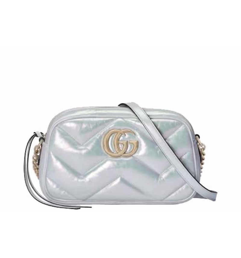 Gucci GG Marmont Small Camera Shoulder Bag Green Iridescent in