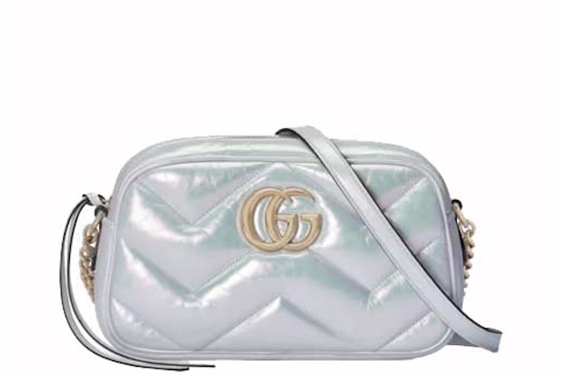 Pre-owned Gucci Gg Marmont Small Camera Shoulder Bag Green Iridescent
