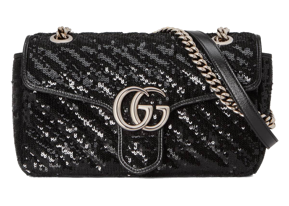 Gucci GG Marmont Small Sequin Shoulder Bag Black
