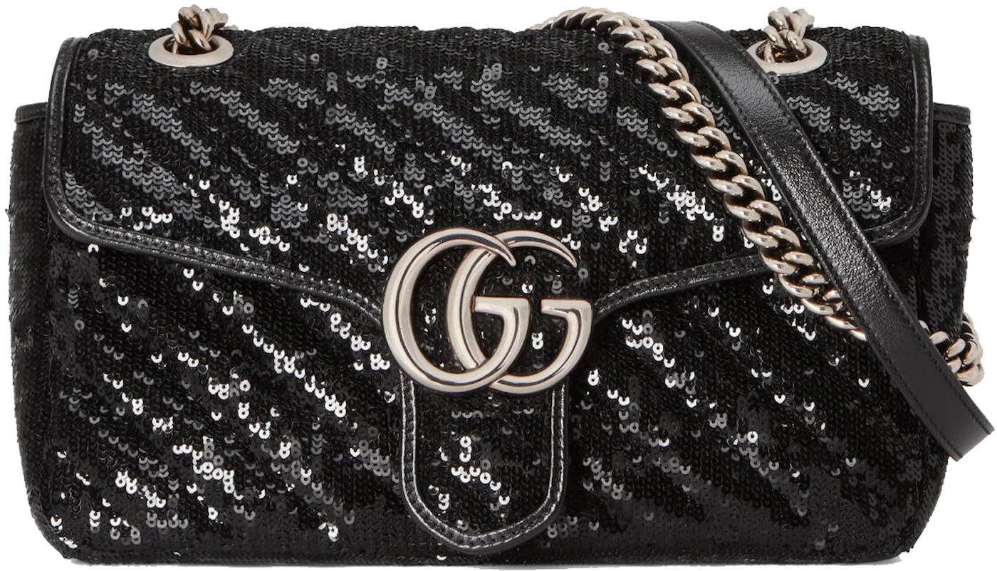 READY GUCCI Mini GG Marmont Shoulder Bag in Black GHW Size 22cm x