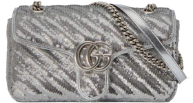 Gucci GG Marmont Small Sequin Shoulder Bag Silver