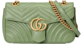 Gucci GG Marmont Small Shoulder Bag Matelasse Chevron Sage Green