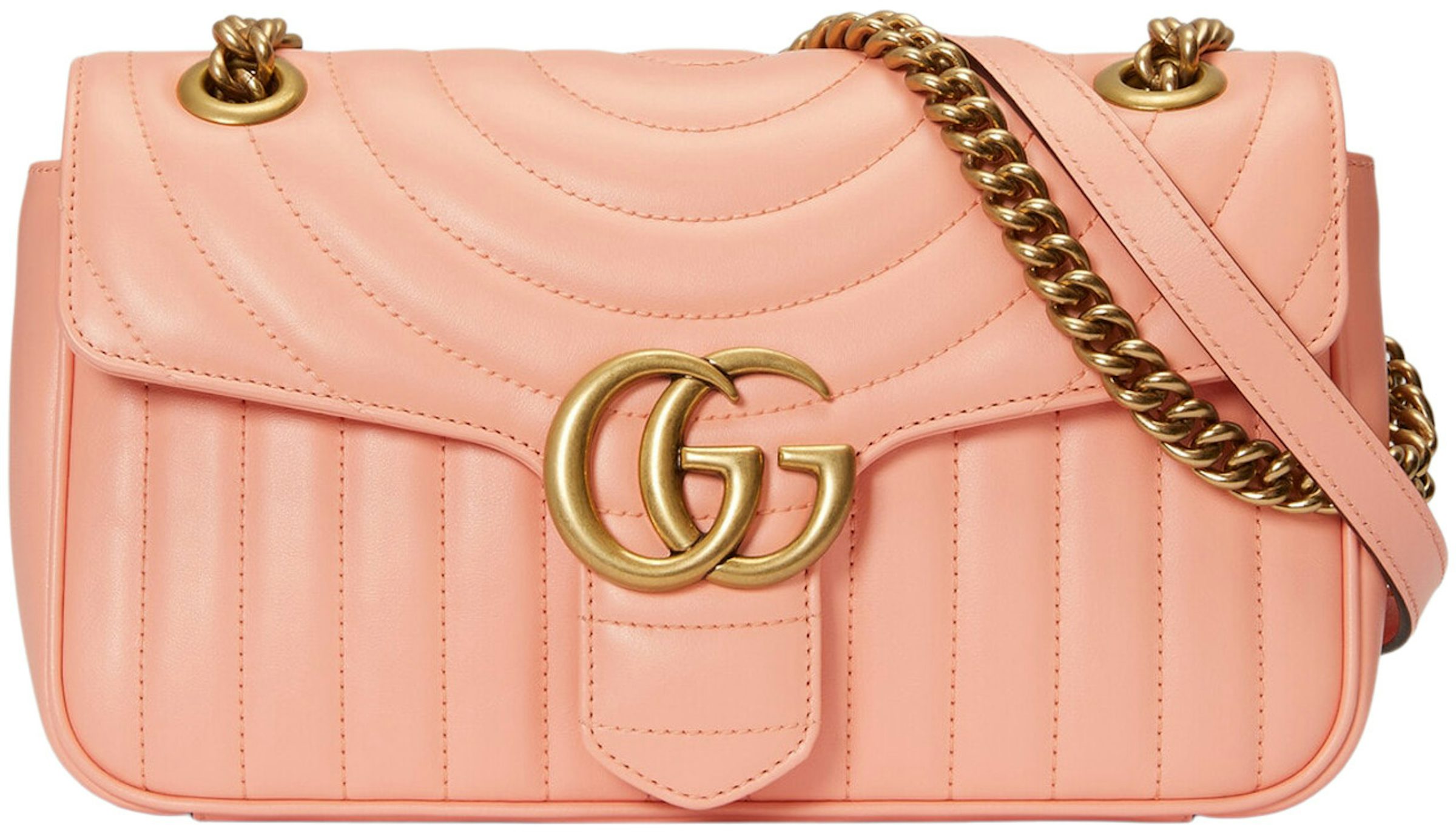 Gucci GG Marmont Small Shoulder Bag Matelassé Leather Dusty Pink
