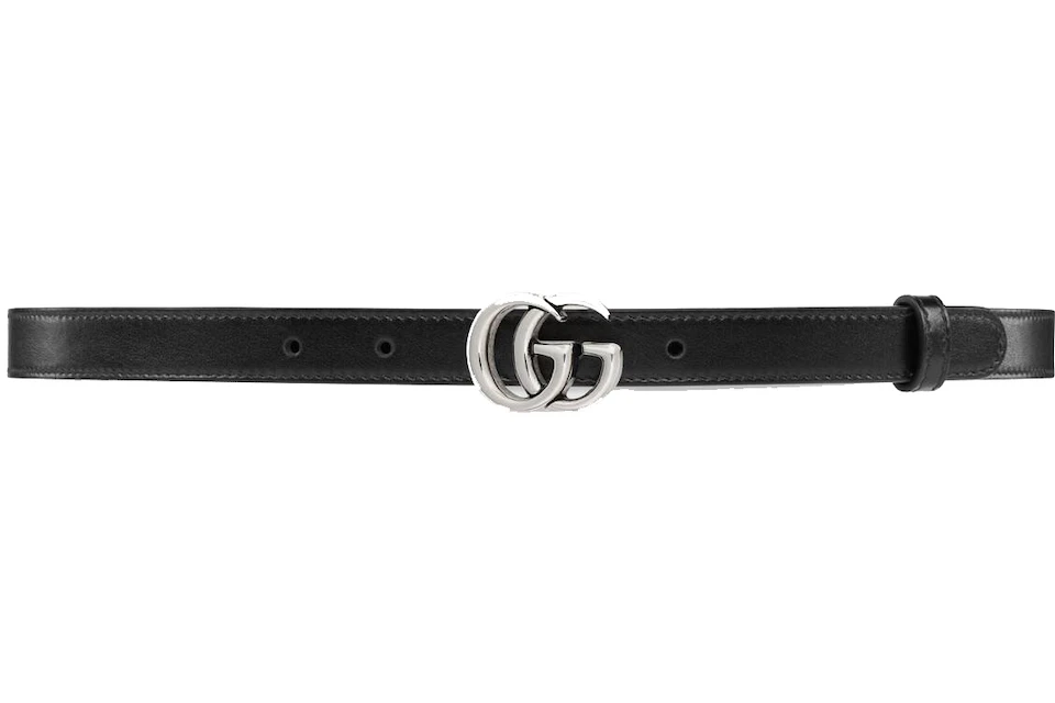 Gucci GG Marmont Belt Palladium-toned Buckle .8 Width Black