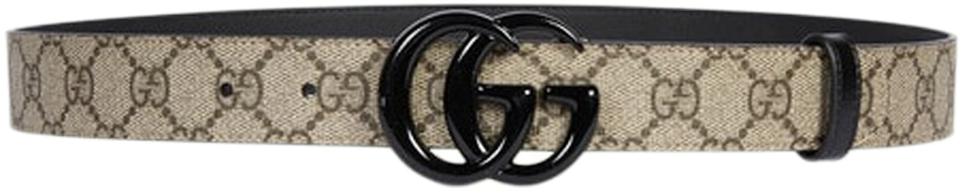 Gucci GG Marmont Thin Belt GG Supreme Beige/Ebony in Canvas/Leather ...