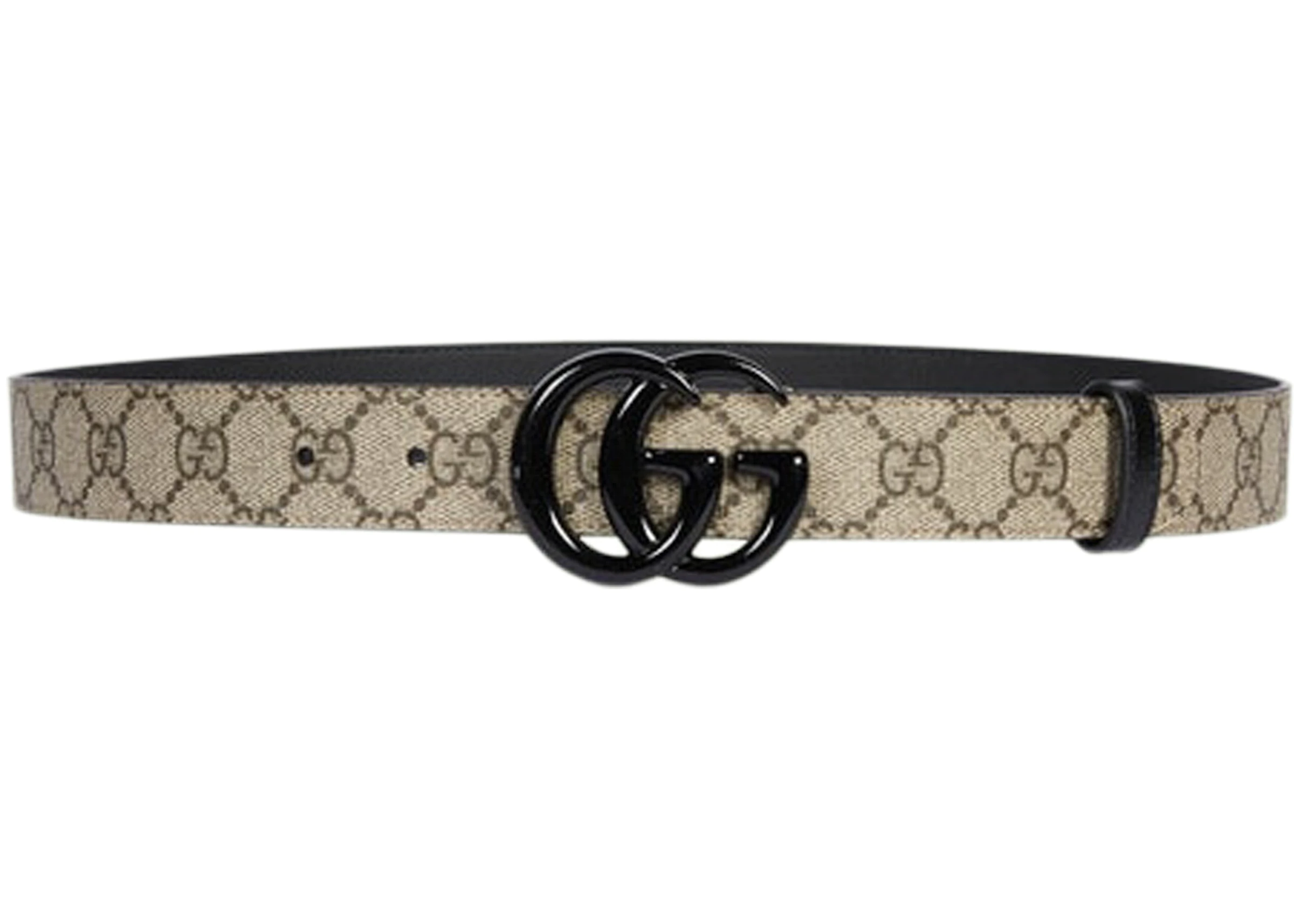 Classificatie behandeling Laster Gucci GG Marmont Thin Belt GG Supreme Beige/Ebony in Canvas/Leather with  Black Brass-tone - US