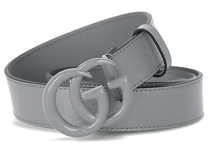 Gucci GG Marmont Thin Belt Grey in Leather MX