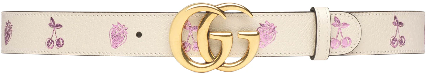 GG Marmont reversible belt in beige and pink leather