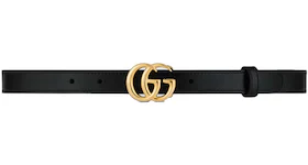 Gucci GG Marmont Thin Leather Belt with Shiny Buckle .8 Width Black