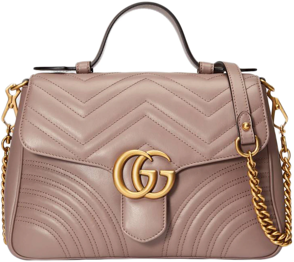 Dusty Pink Leather GG Marmont Small Matelassé Shoulder Bag