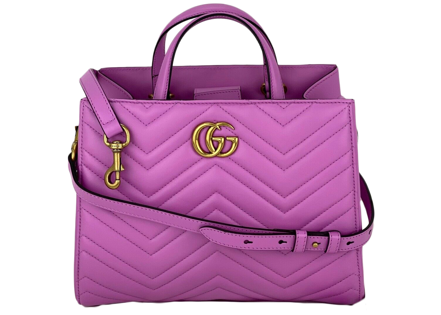 Gucci GG Marmont Top Handle Small Matelasse Candy Pink in Calfskin