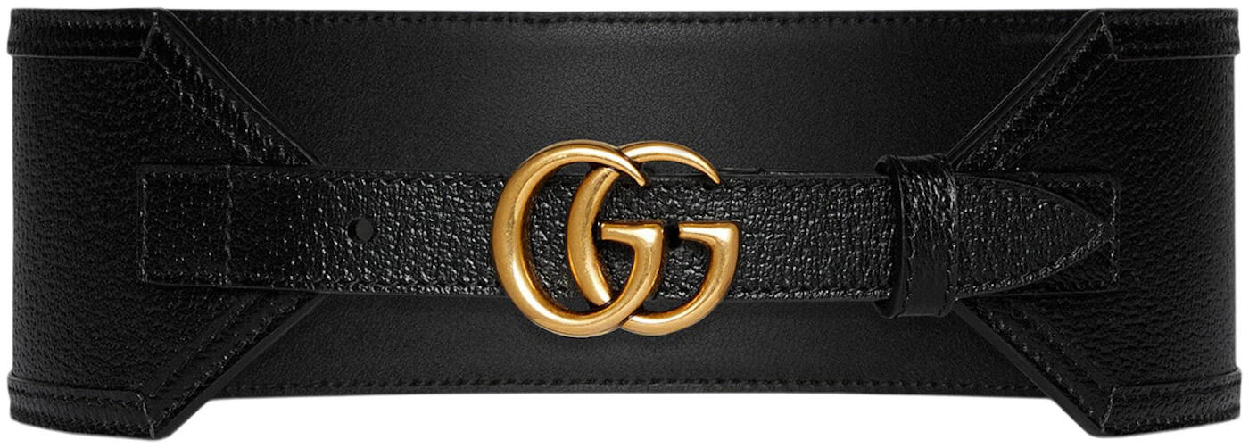 GG buckle wide belt in dark green leather