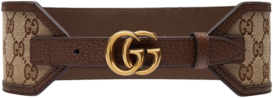 Gucci Leather GG Supreme Monogram Belt Brown