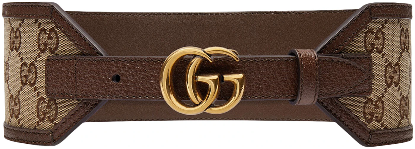 GG Marmont reversible wide belt in light brown and red