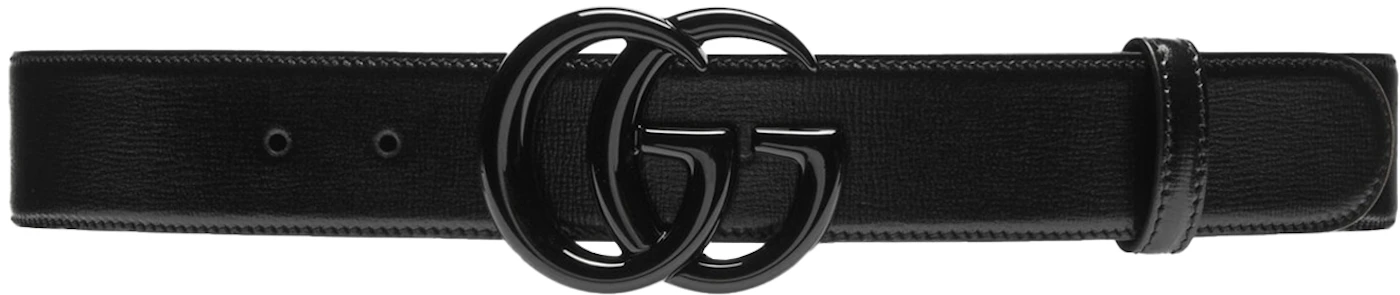 Marmont Gucci - Black smooth leather belt with double g brushed effect  (T85) logo ref.1015583 - Joli Closet
